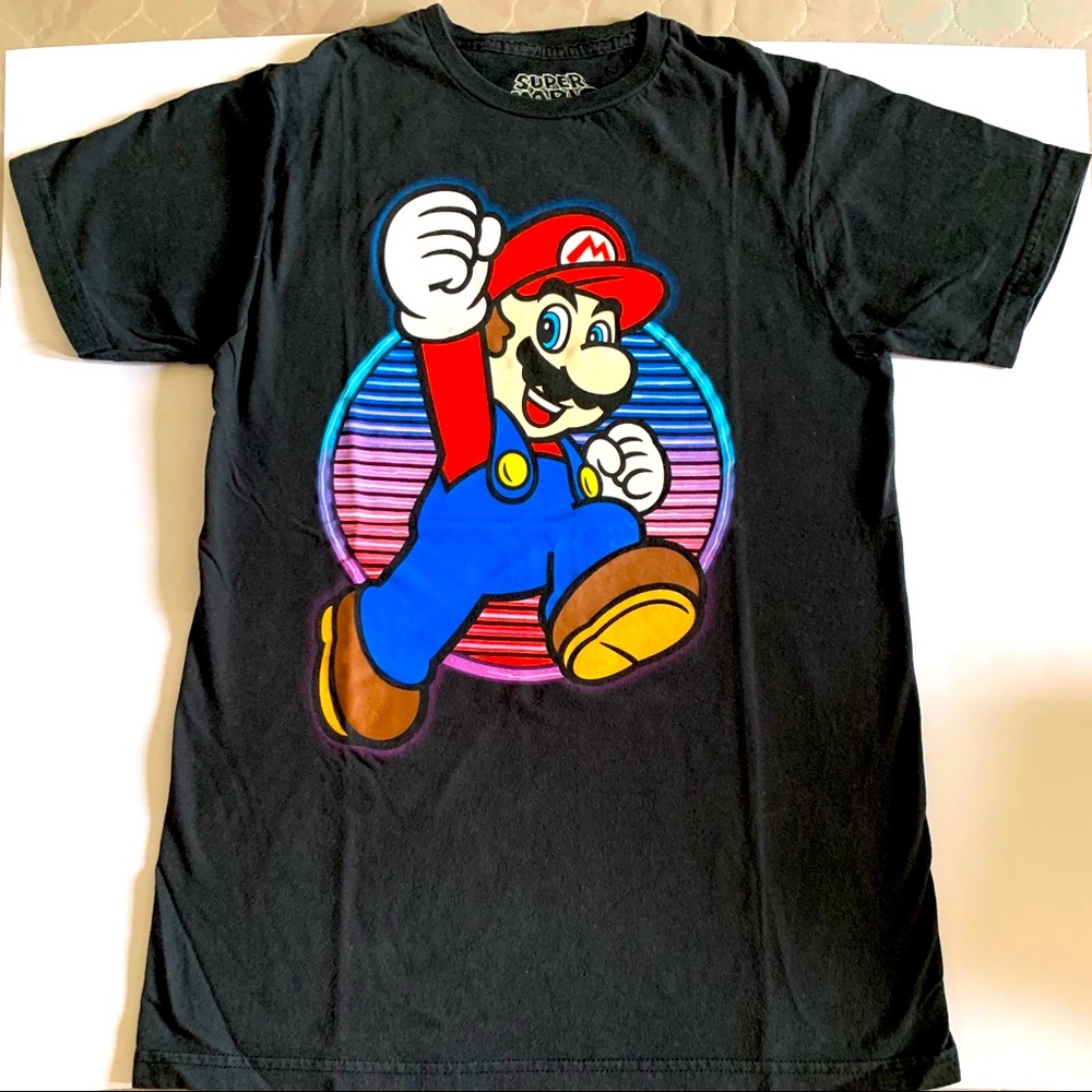Black Super Mario Cotton Graphic Tee/T-shirt